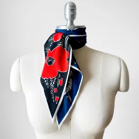 1960s Red Blue and Black Floral VERA Scarf