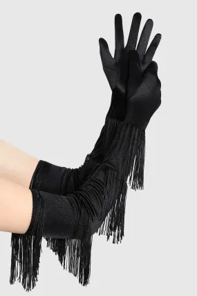 21.6" Long Satin Tassel Opera Gloves