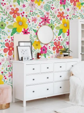 Bright Pop Flowers Wallpaper Mural