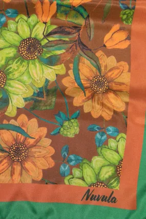 BROWN FLORAL MARGARITAS SILK SCARF