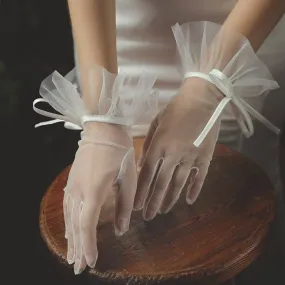 Elegant Tulle Ribbon Gloves