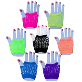 Fishnet Gloves Fingerless Womens Costume Party 70S 80S Fluro Neon Party Dance