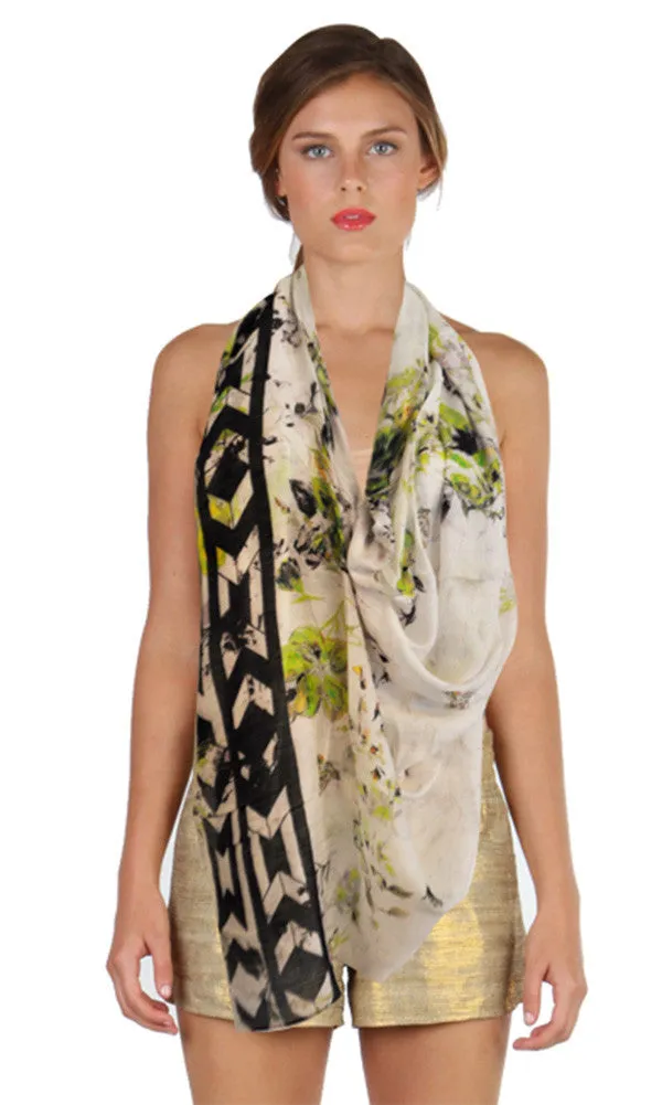 Floral Border Scarf