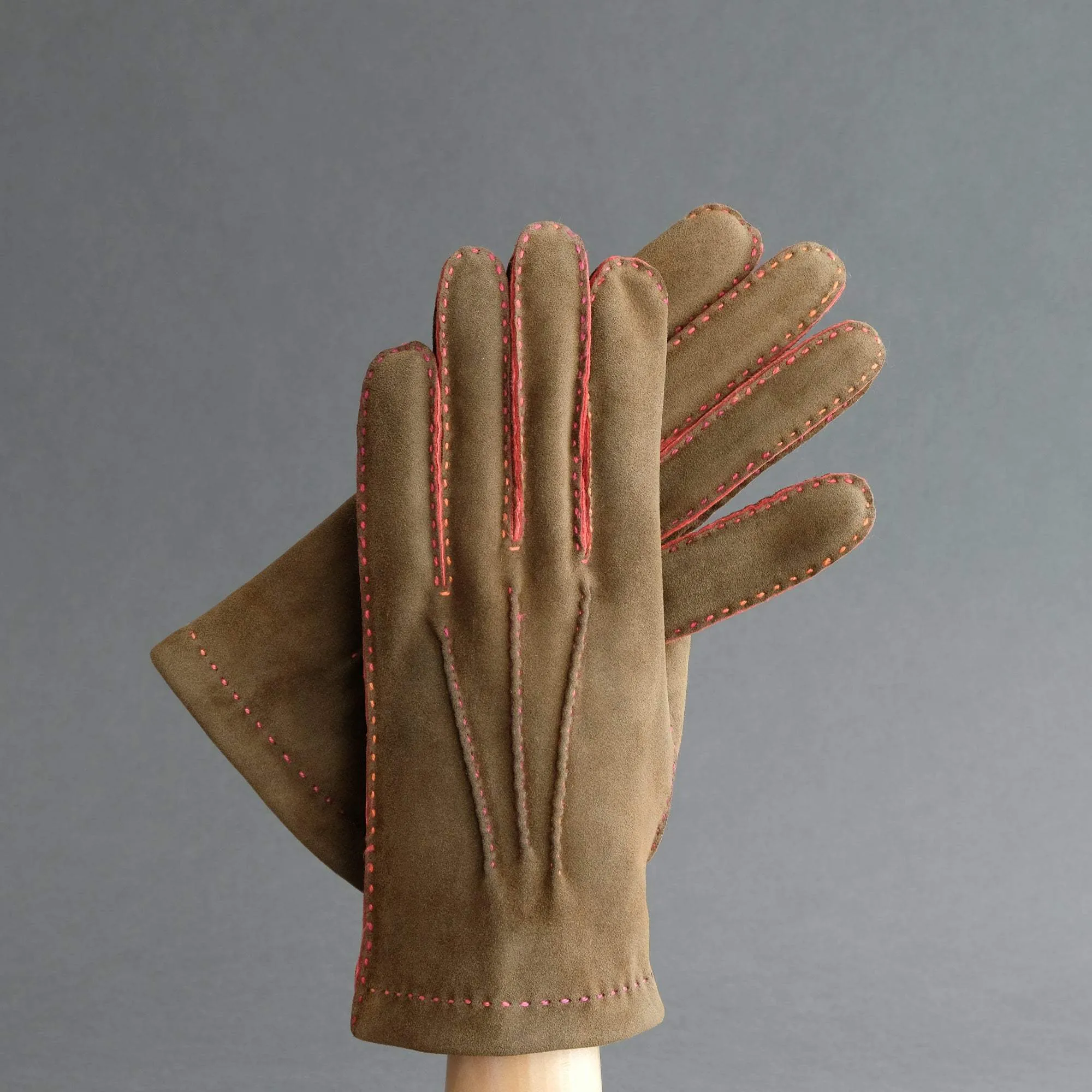 Gentlemen's Gloves from Brown/Red Goatskin Lined with Cashmere