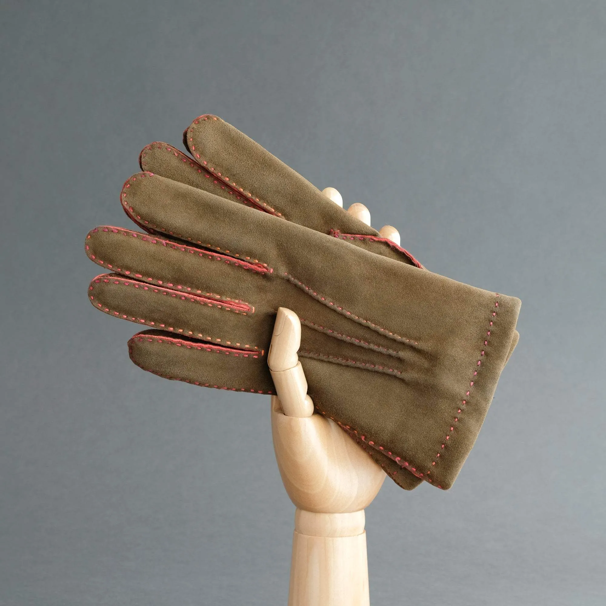 Gentlemen's Gloves from Brown/Red Goatskin Lined with Cashmere