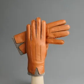 Gentlemen's Gloves from Hair Sheep Nappa fauve/cognac Lined with Cashmere