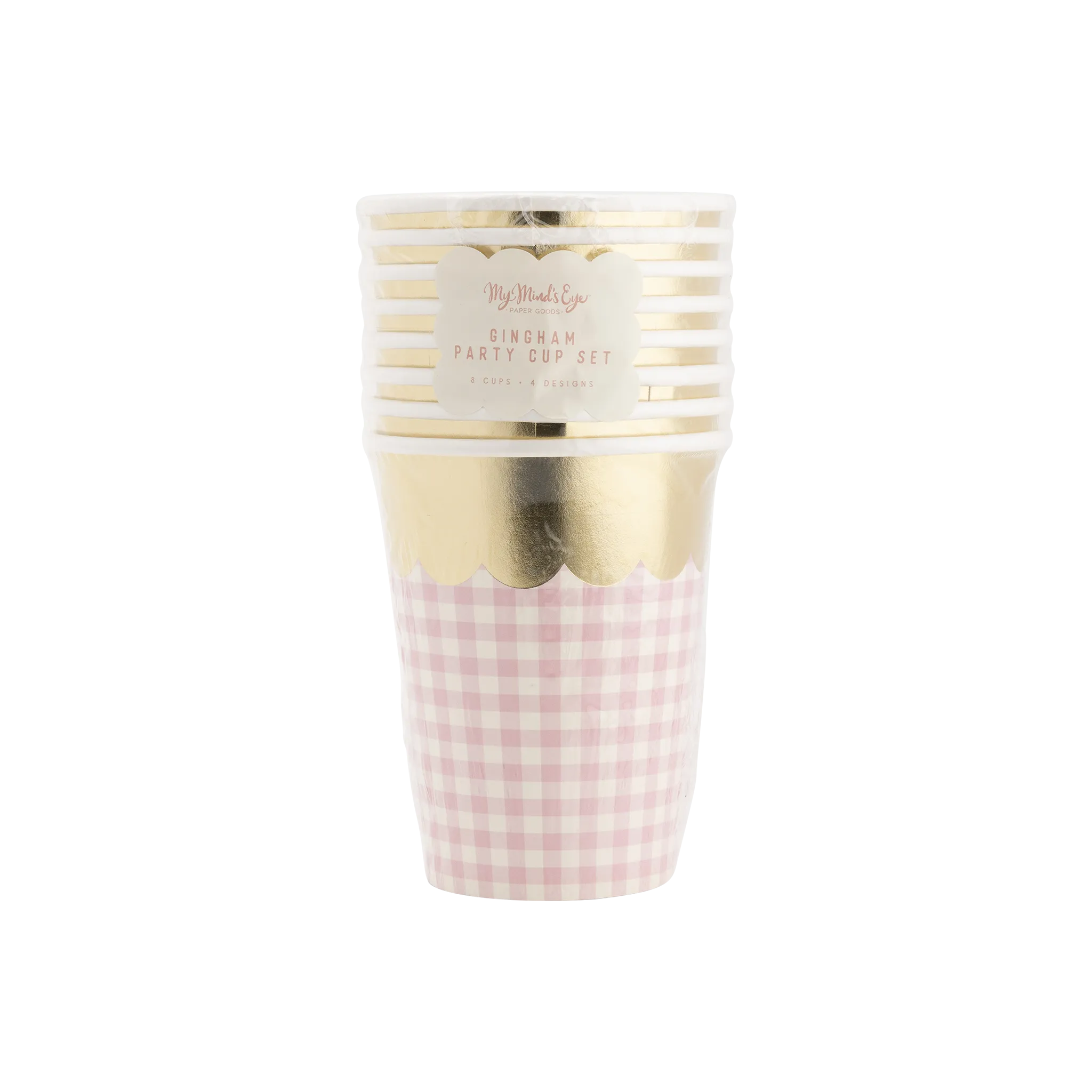 Gingham Cups with Gold Scallop