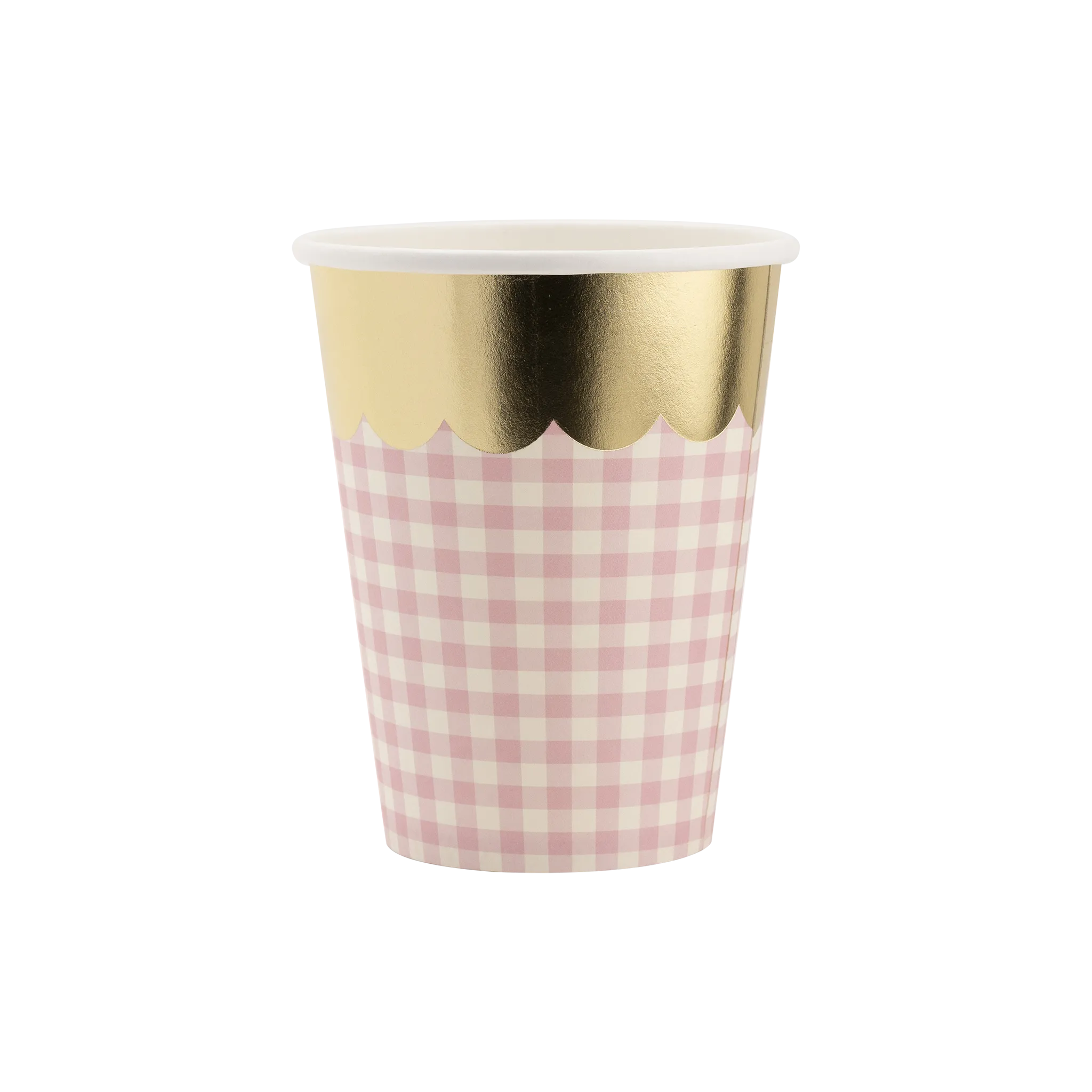 Gingham Cups with Gold Scallop