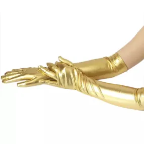 Great Gatsby 1920's Bridal Flapper Long Gloves - Metallic Gold