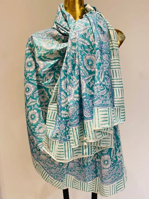 Hand Block Print Cotton Scarves