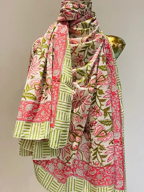 Hand Block Print Cotton Scarves