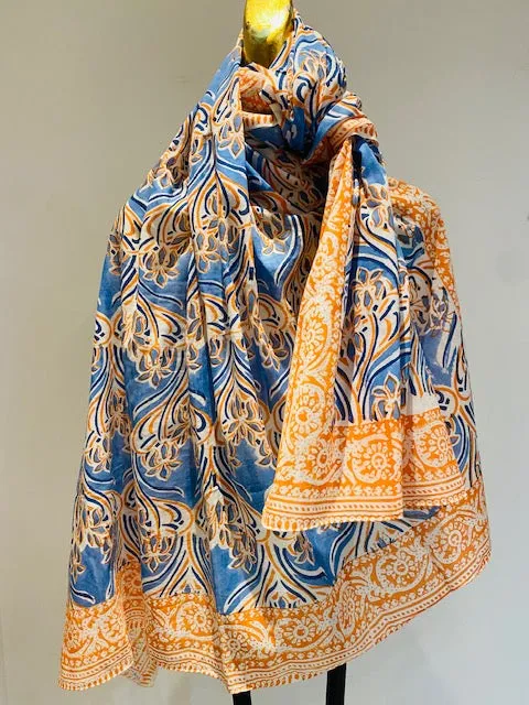 Hand Block Print Cotton Scarves