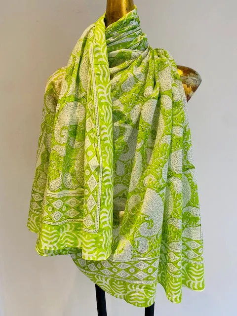 Hand Block Print Cotton Scarves