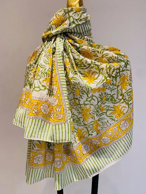 Hand Block Print Cotton Scarves