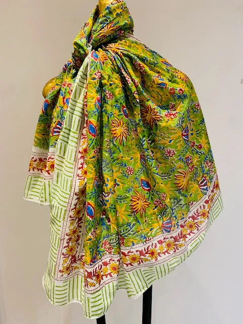 Hand Block Print Cotton Scarves