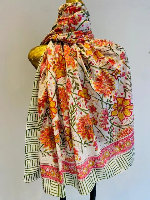 Hand Block Print Cotton Scarves