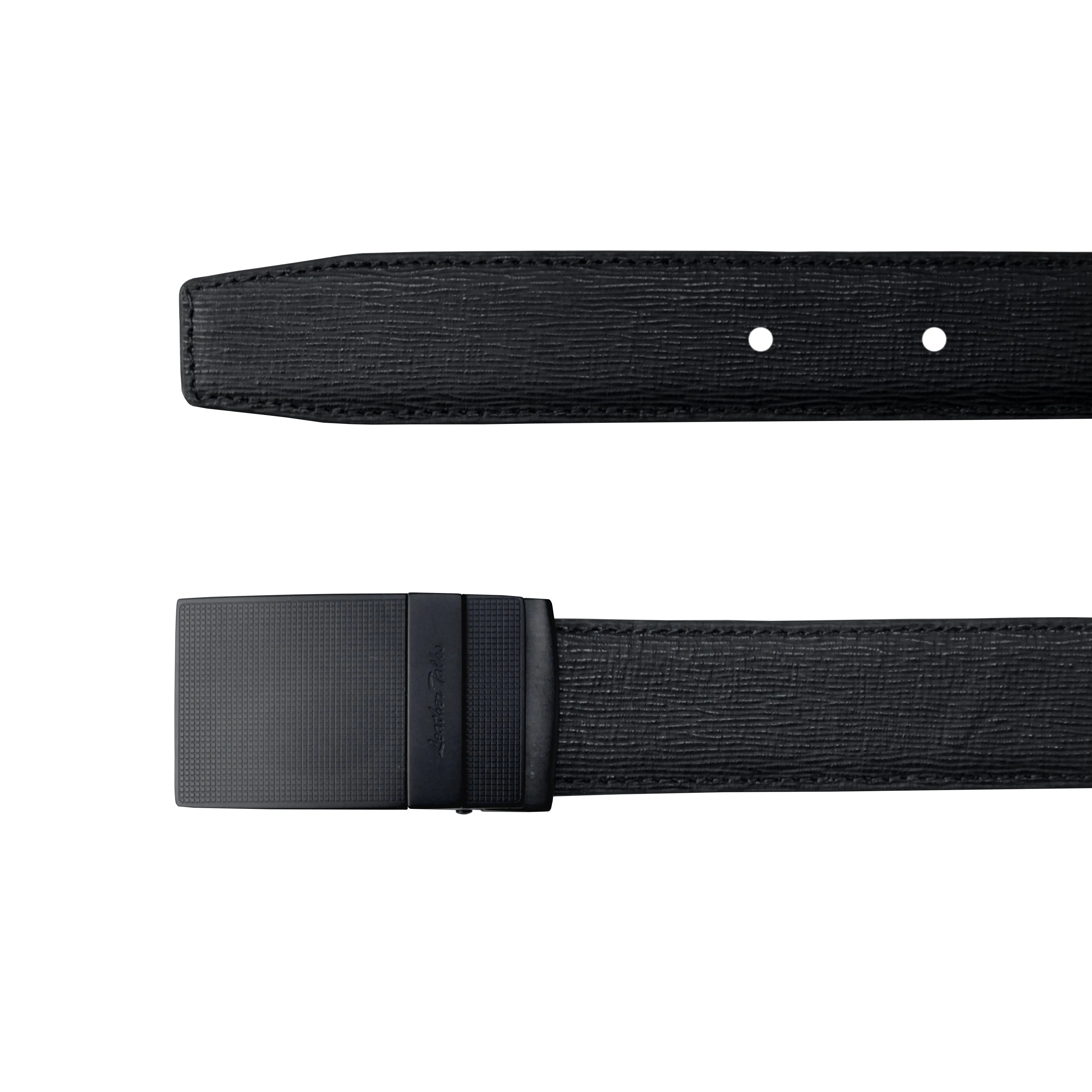 Italian Wood Finish   | Plus Size Leather Belt for Men | Color: Black