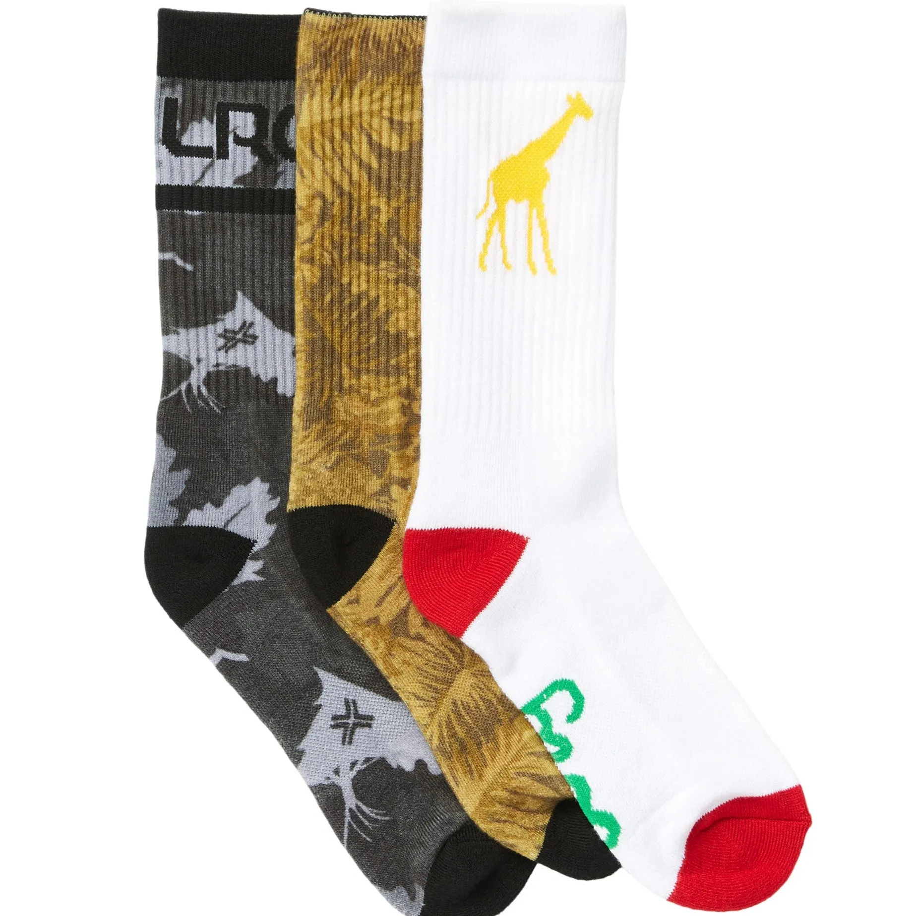 LEAFY GIRAFFE SOCK 3 PACK - MULTI