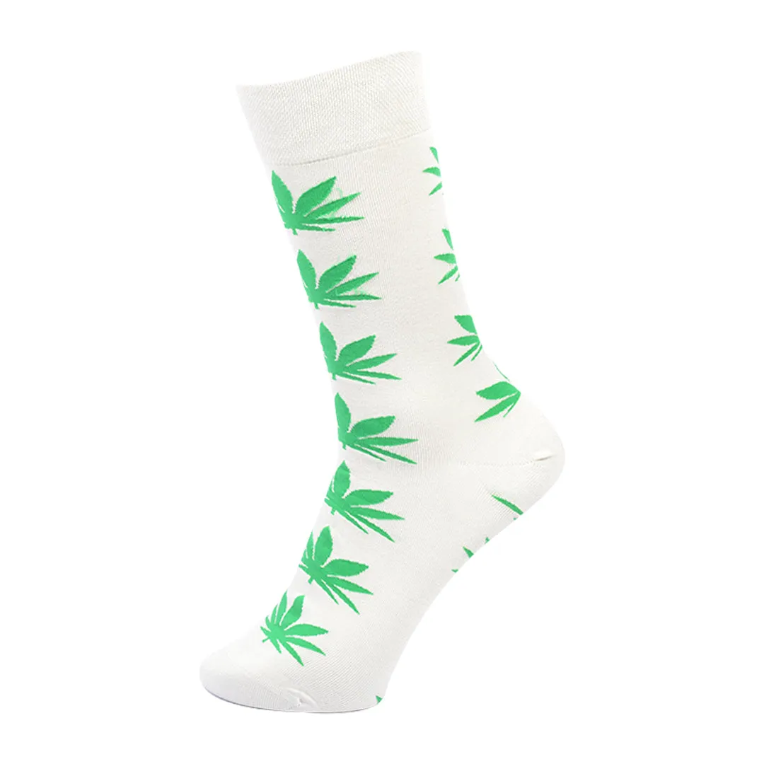 Leafy Whites-Crew Socks Bamboo Socks