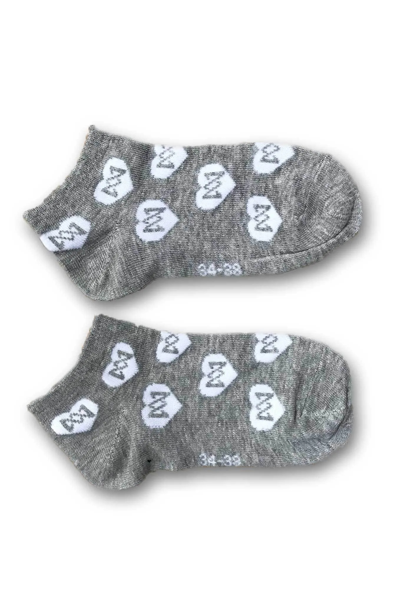 Low Cut Heart Socks 2-PK - White & Gray