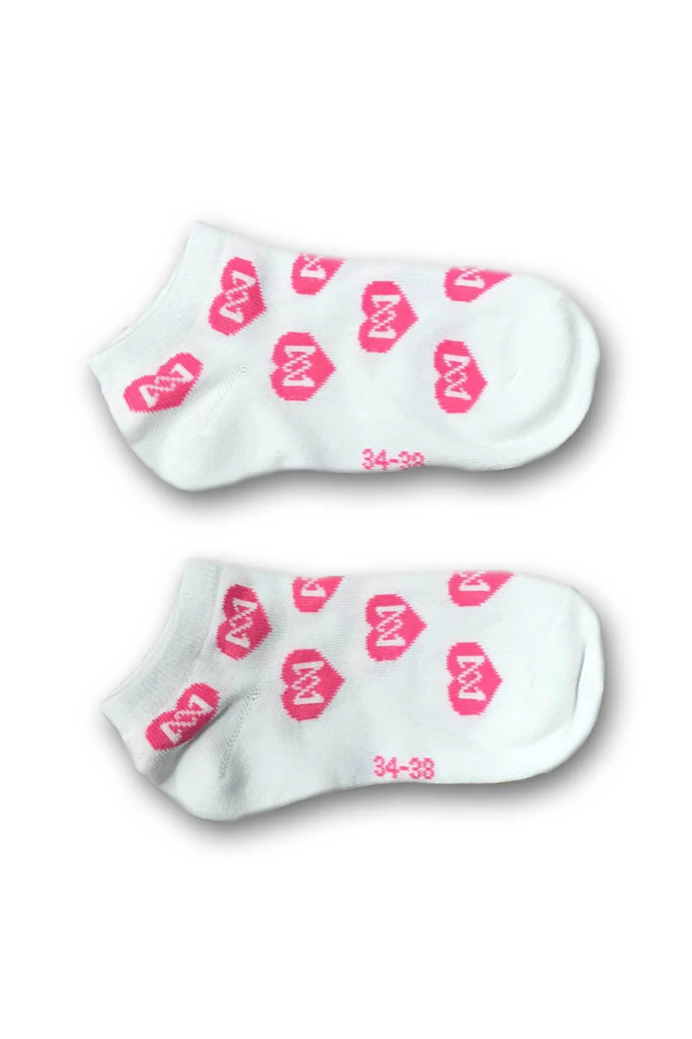 Low Cut Heart Socks 2-PK - White & Gray