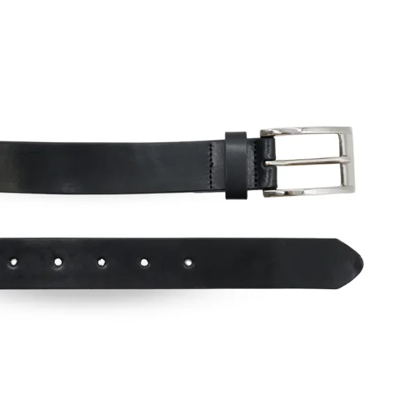 MORETON - Mens Black Soft Genuine Leather Belt With Silver Pin Buckle