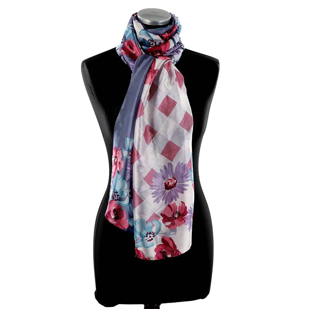 Oversized Floral Printed Scarf - Blue