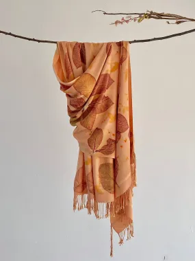 Peach Botanical Print Scarf | Indigenous Cotton | Handwoven & Naturally Dyed - 0018A-SY-HT