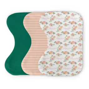 Personalized  Burp Cloth Set | Springtime Floral