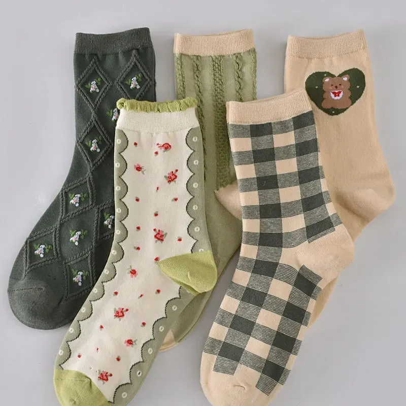 Retro Harajuku Embroidered Women Socks