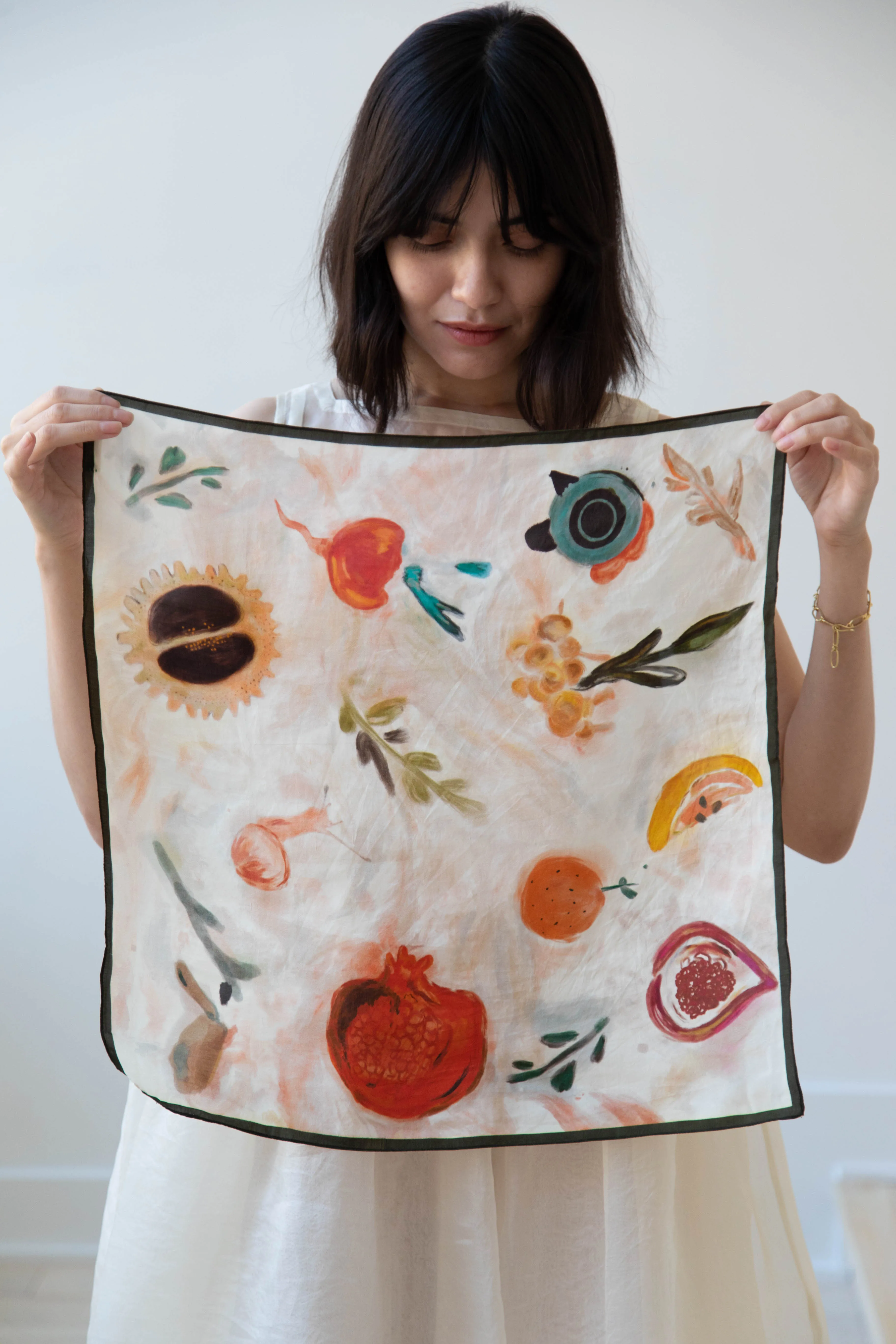 Runaway Bicycle | Silk Fruit Print Scarf