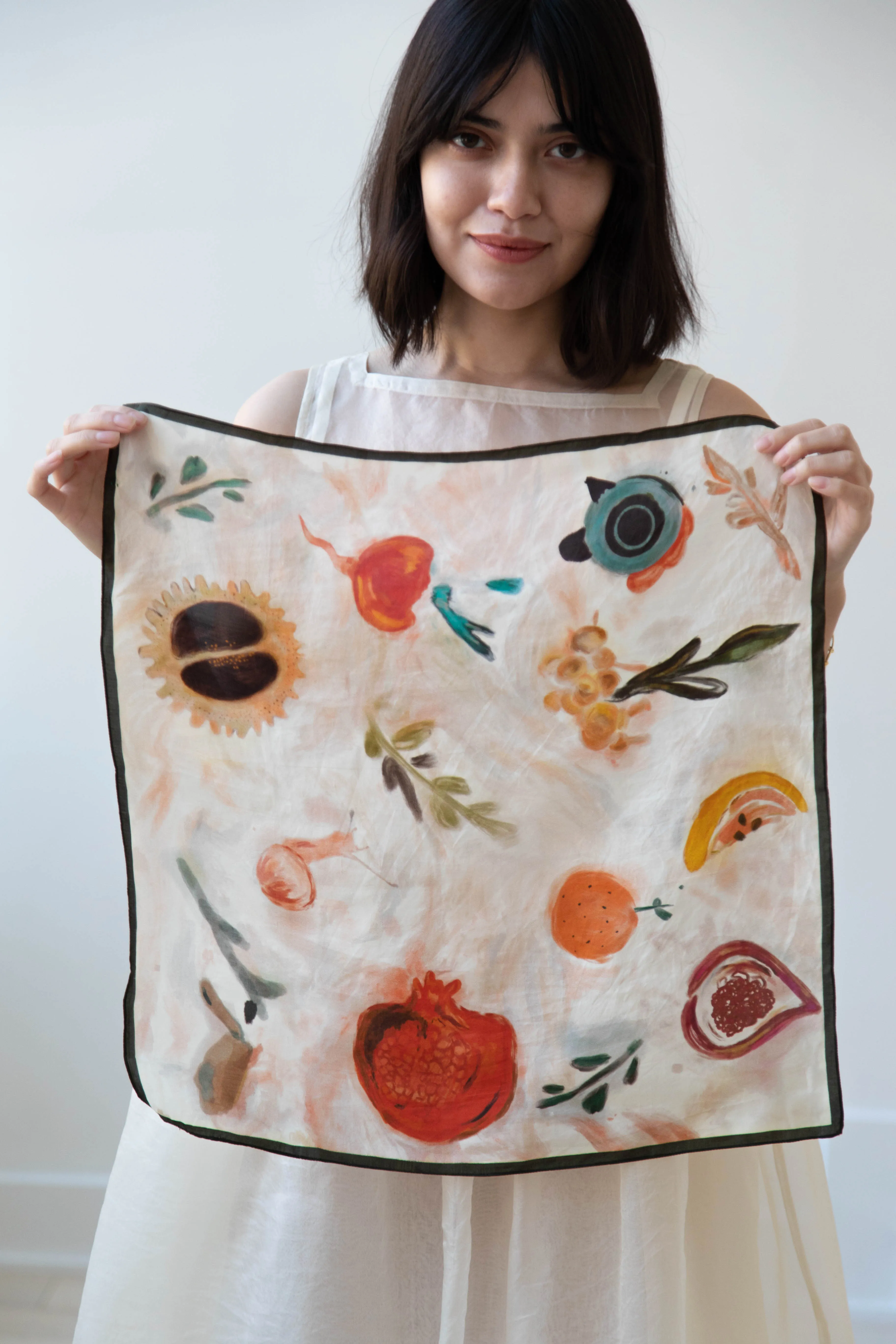 Runaway Bicycle | Silk Fruit Print Scarf