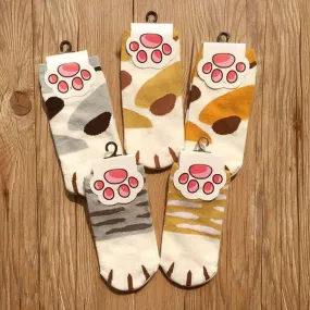 So Kawaii! Cotton Jacquard Paw Socks (4 Pairs)