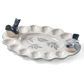 songbirds egg platter with salt & pepper set