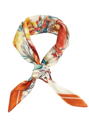 Venetian Garden Orange Square Satin Scarf