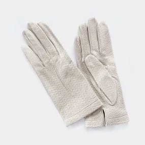 Women's Leather Gloves in Light Grey, Silk Lined