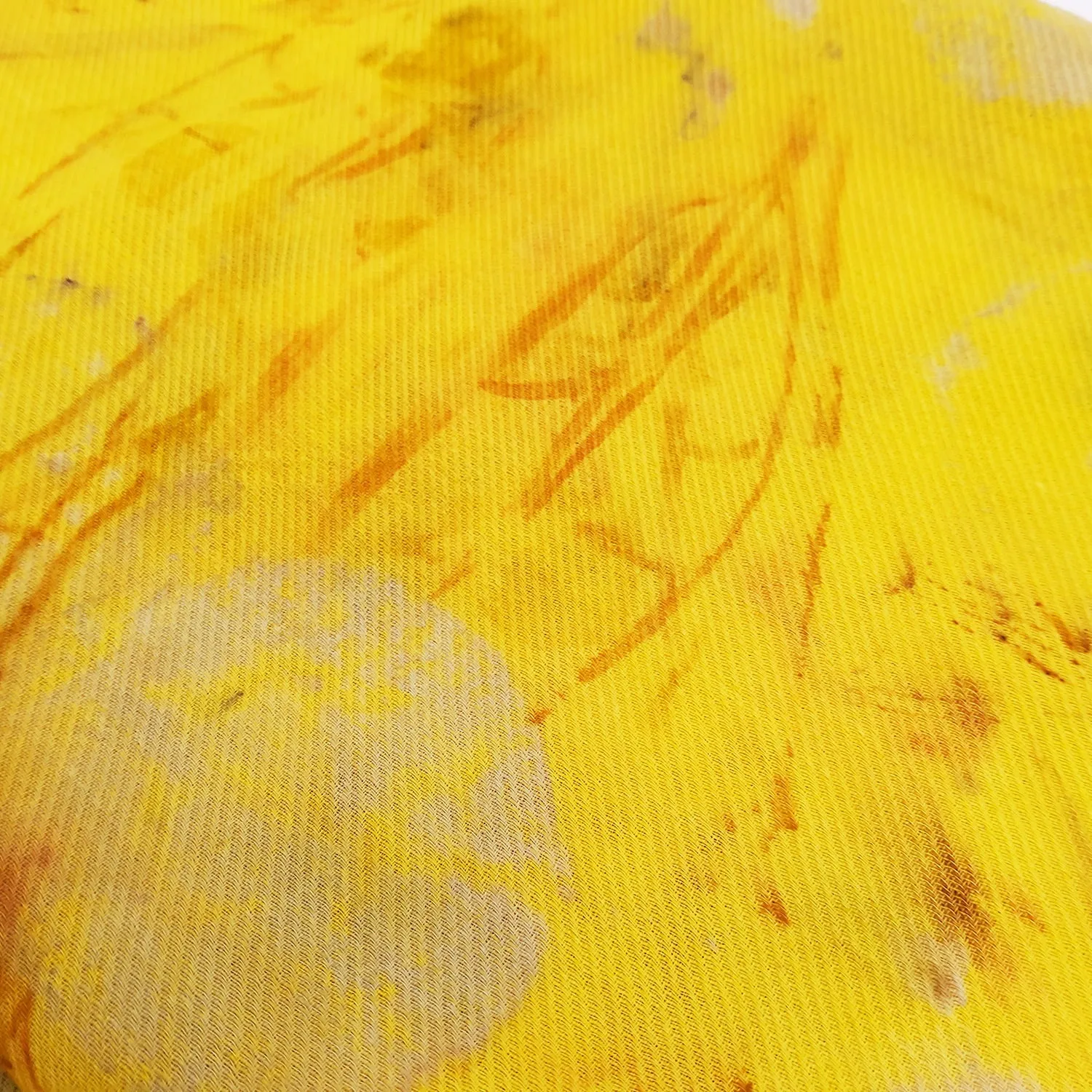 Yellow Botanical Silk Wool Scarf