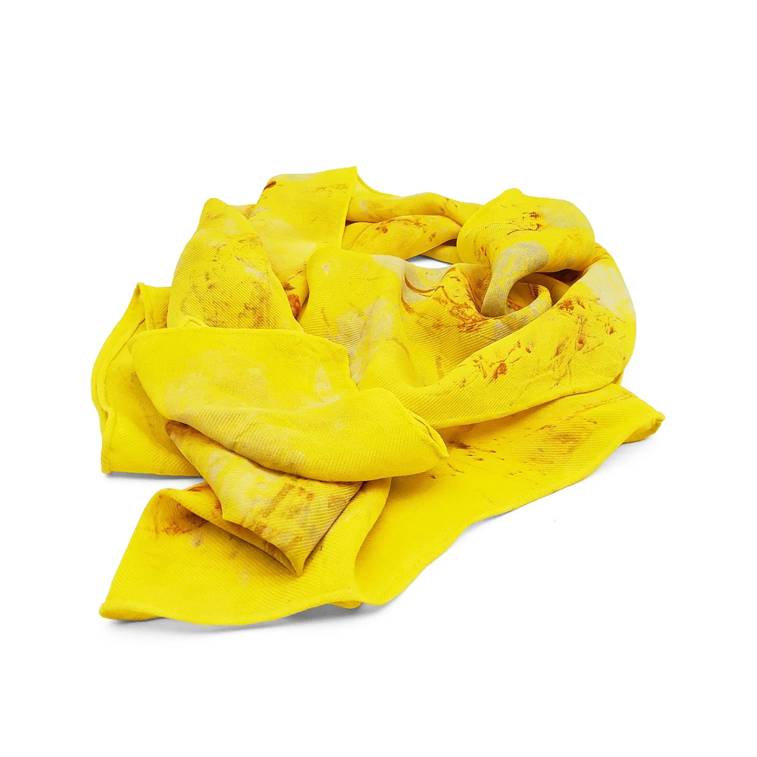 Yellow Botanical Silk Wool Scarf